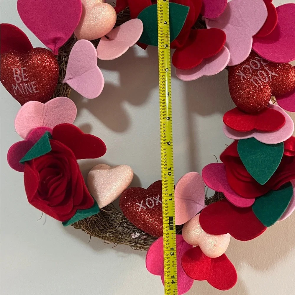 Valentine's Day Heart Wreath with Red and Pink Accents